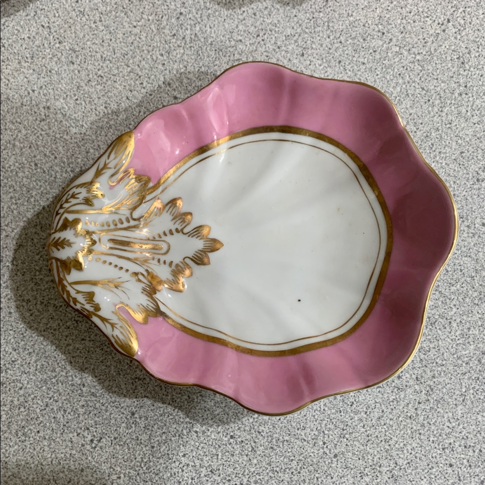 Gold trimmed hand painted German candy dish